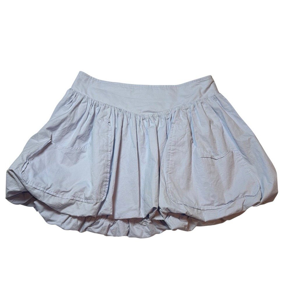 Altar'd State‎ Light Blue Bubble Hem Skirt Women's L Elastic Waist Pockets